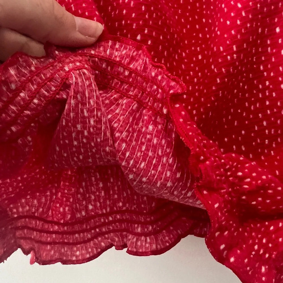 Express Red Polka Dot crop Top Cinched Waist Tank Top Springy Flowy Loose Fit - Picture 3 of 11